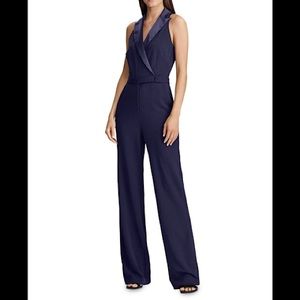 Ralph Lauren Womens Collared Sleeveless Jumpsuit